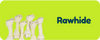 Rawhide dog chew bones on a green background with 'Rawhide' branding.