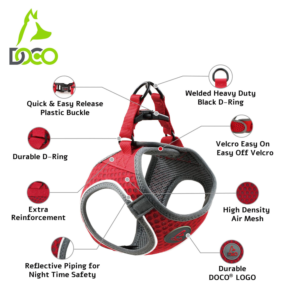 DOCO® Athletica Net mesh QUICK FIT Dog Harness.
