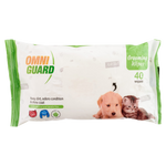 Pack of Omni Guard grooming wipes with a dog and cat on the packaging.