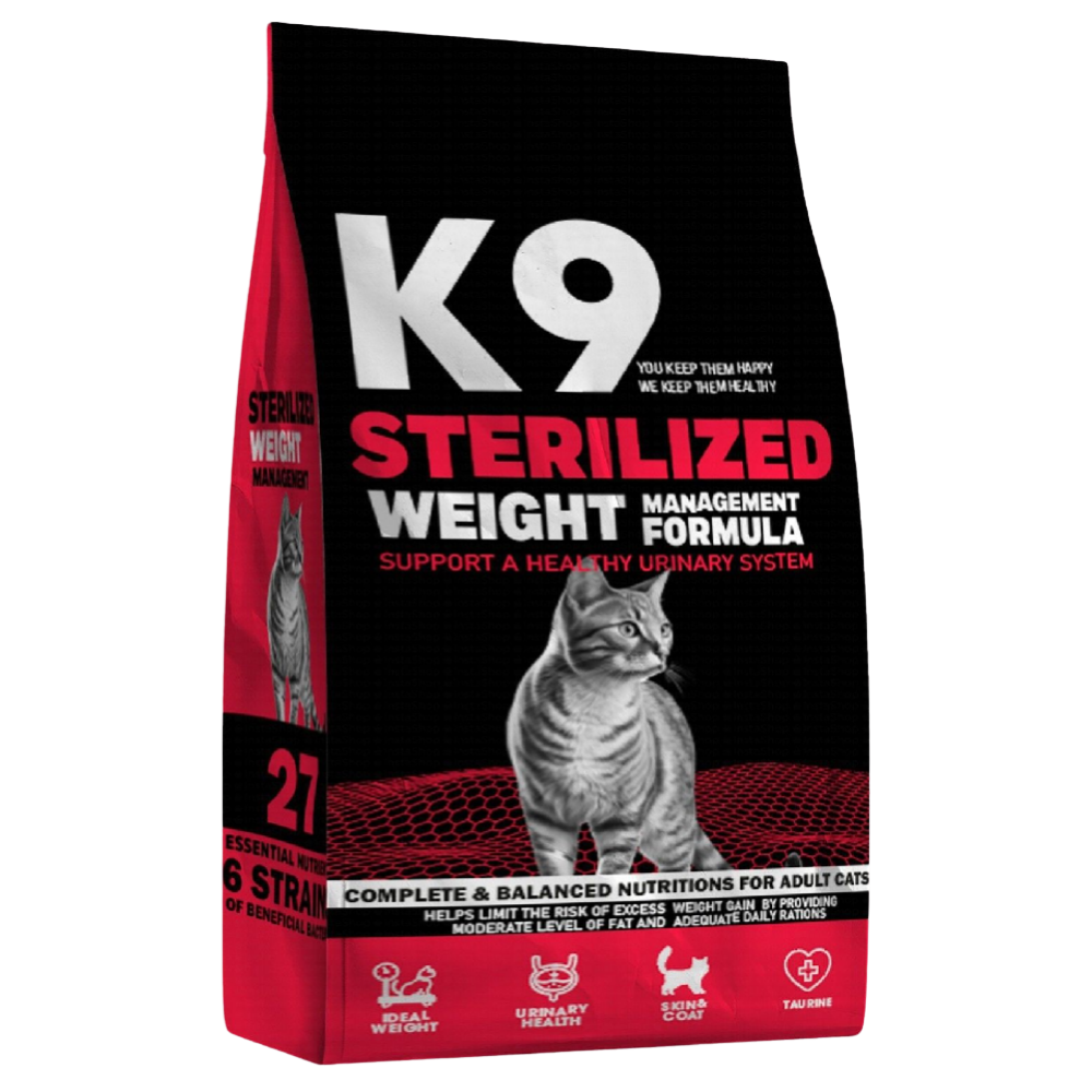 K9 Dry Food for Sterilized Adult Cats.