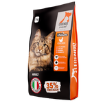 Cat food package with a cat on the front on a white background