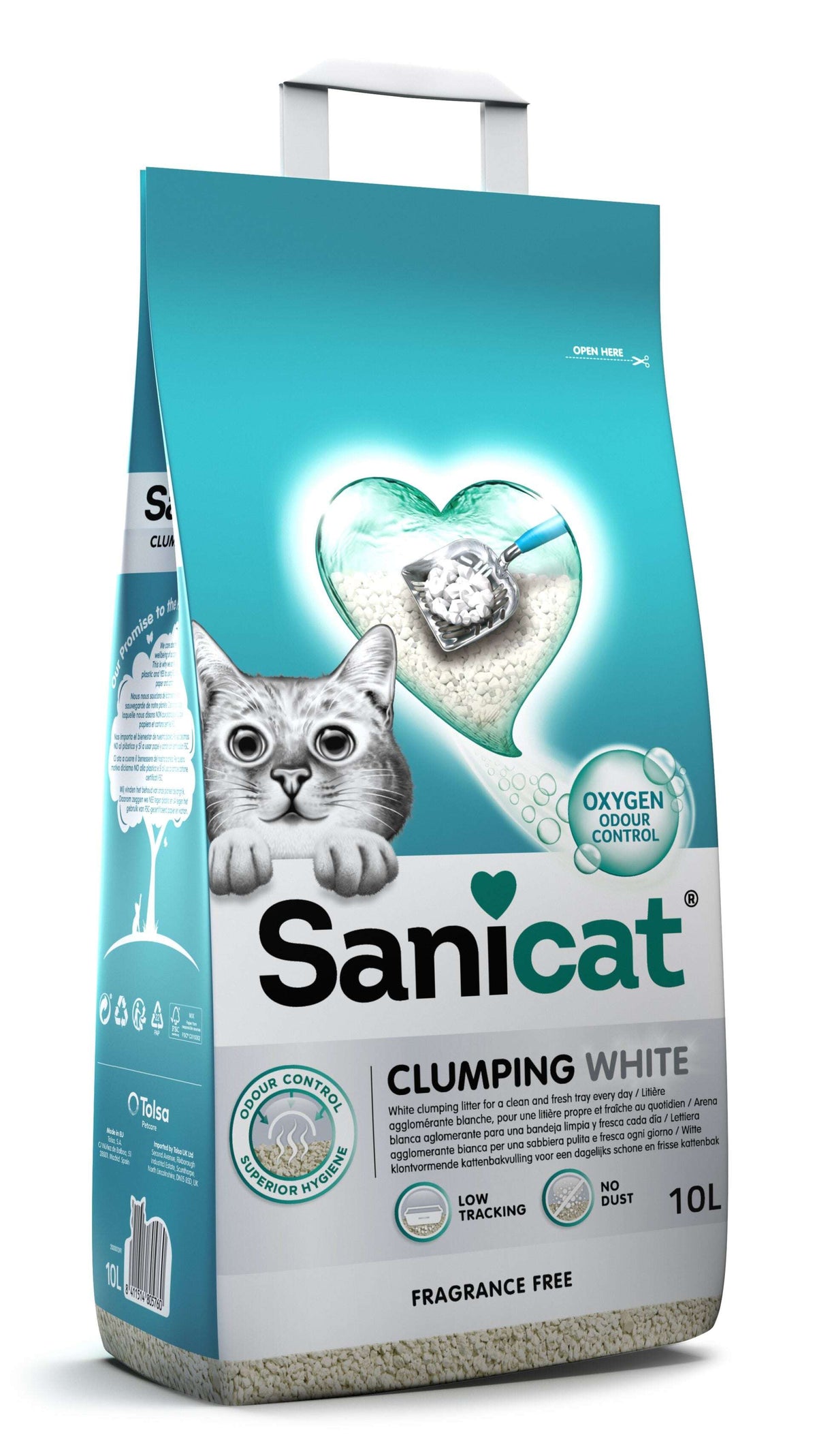 Sanicat Clumping White Fragrance Free 20 L.