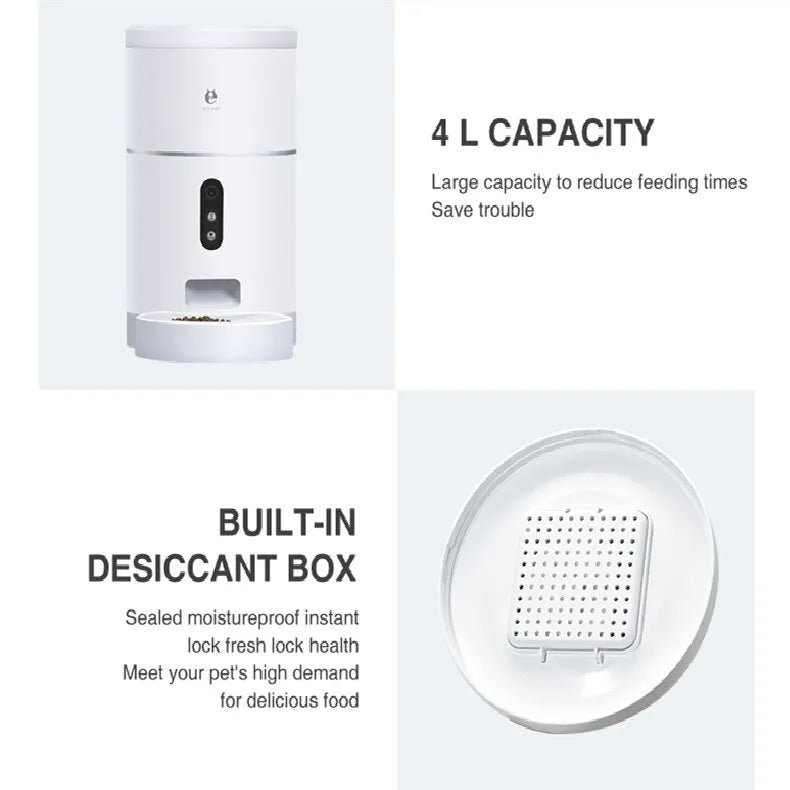 Smart Automatic Pet Feeder with Camera and App 4L.