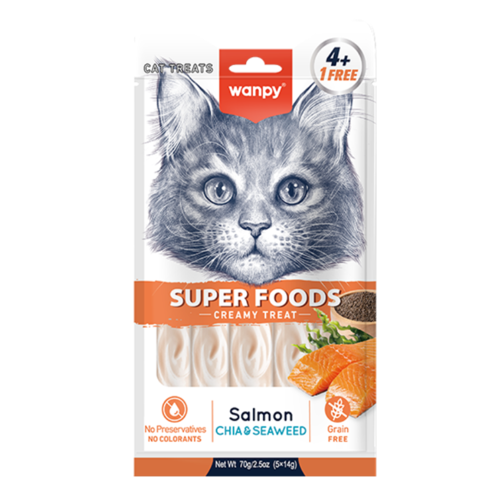 Wanpy Super Foods Creamy Treat Salmon Chia & Seaweed 70 g (5*14g)