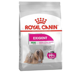 Royal Canin Exigent Mini dog food package on a white background
