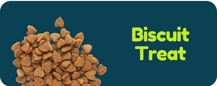 Biscuit treat with 'Biscuit Treat' text on a green background