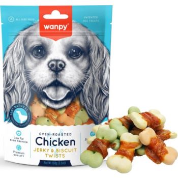 Wanpy Treat For Adult Dog Chicken Jerky & Biscuit Twists 100 g Petfast.shop Wanpy Biscuit Treat Dog Treats petfast.shop Egypt PWA5876S Default Title 240.00