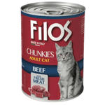 Can of Filos Chunkies Adult Cat Food with a cat on the label