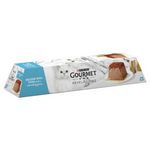 Gourmet cat food package with a white background