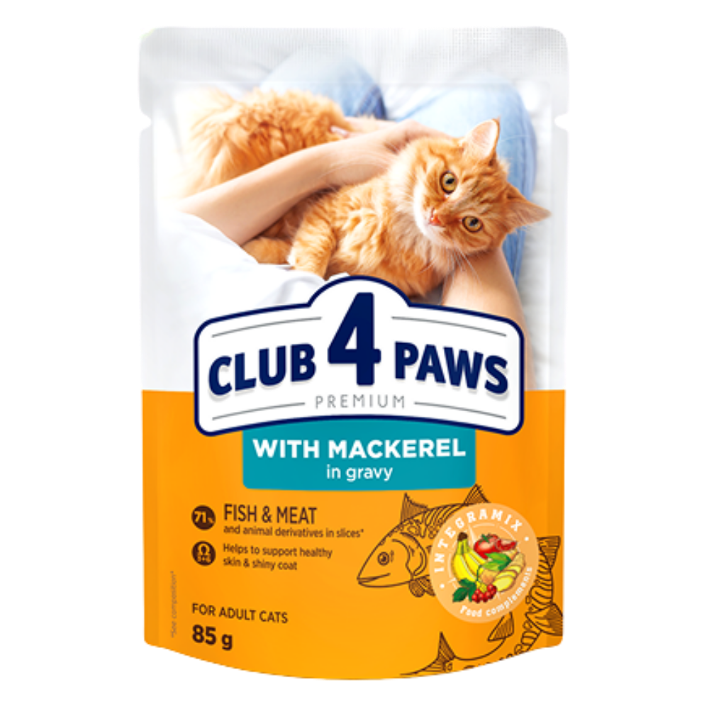 Club 4 Paws Pouch with Mackerel in Gravy for Adult Cat 85 gr Petfast.shop Club 4 Paws Cat Food Wet Food petfast.shop Egypt PCL5974S Default Title 50.00