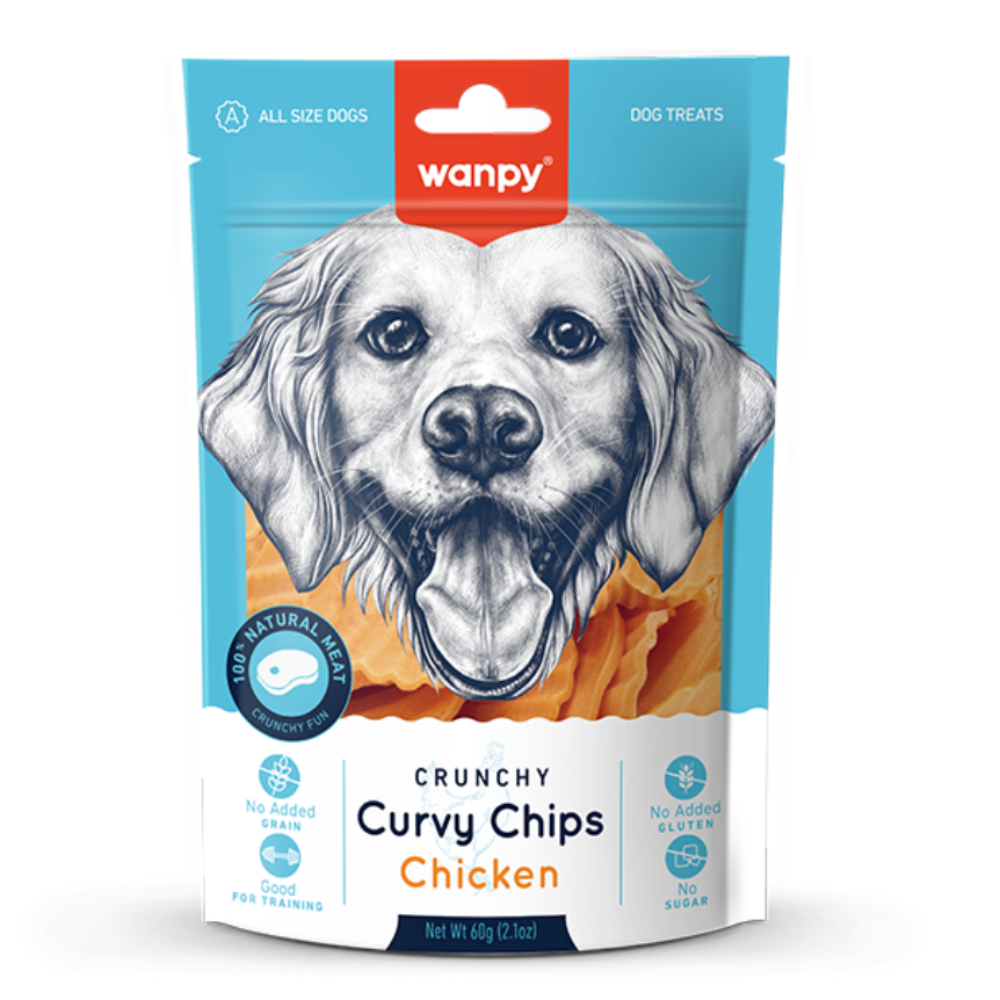 Wanpy Treat For Adult Dog Crunchy Curvy Chips Chicken 100 g