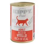 Kippy cat food can with red and white label
