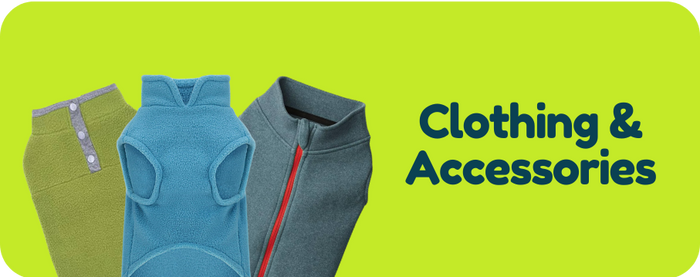 Two clothing items on a green banner with 'Clothing & Accessories' text