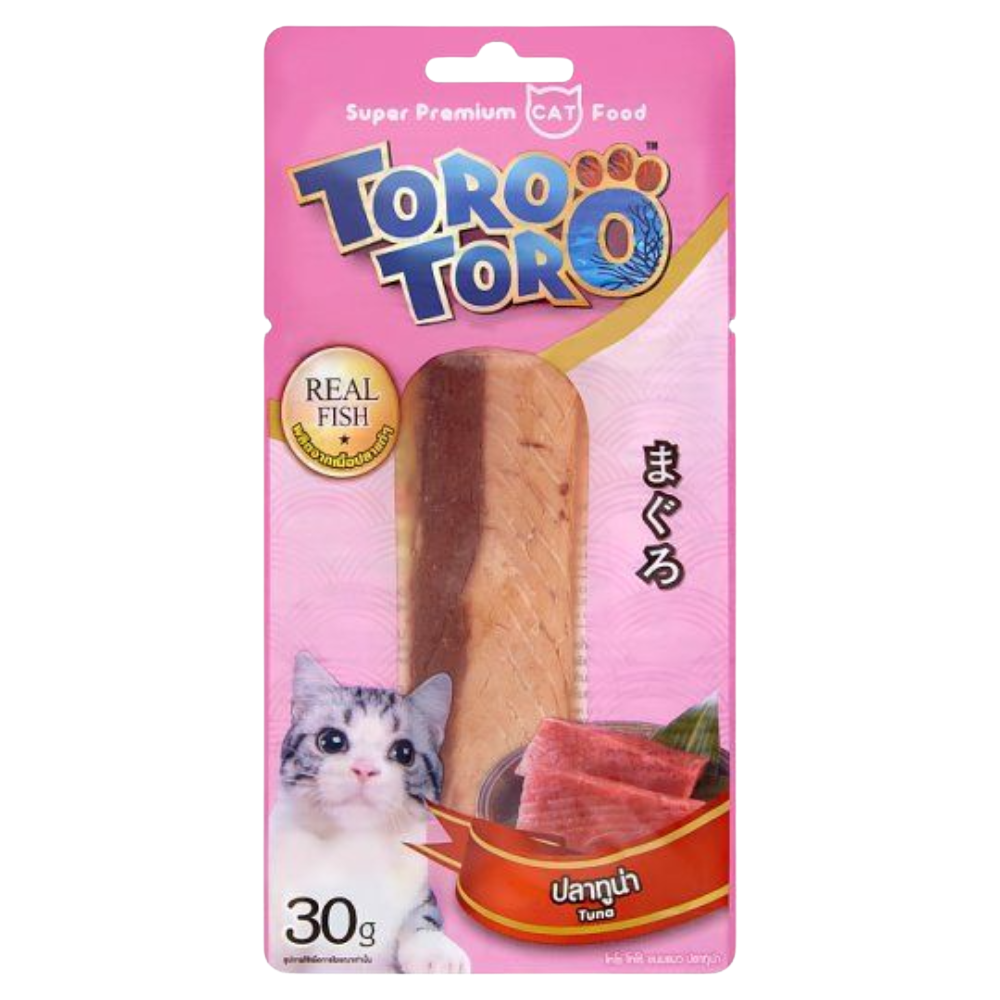 Toro Toro cat food package with a pink background