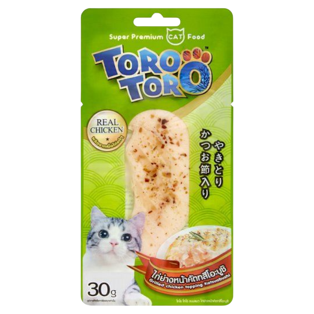 Toro Toro cat food package with a tortilla and cat illustration on a green background