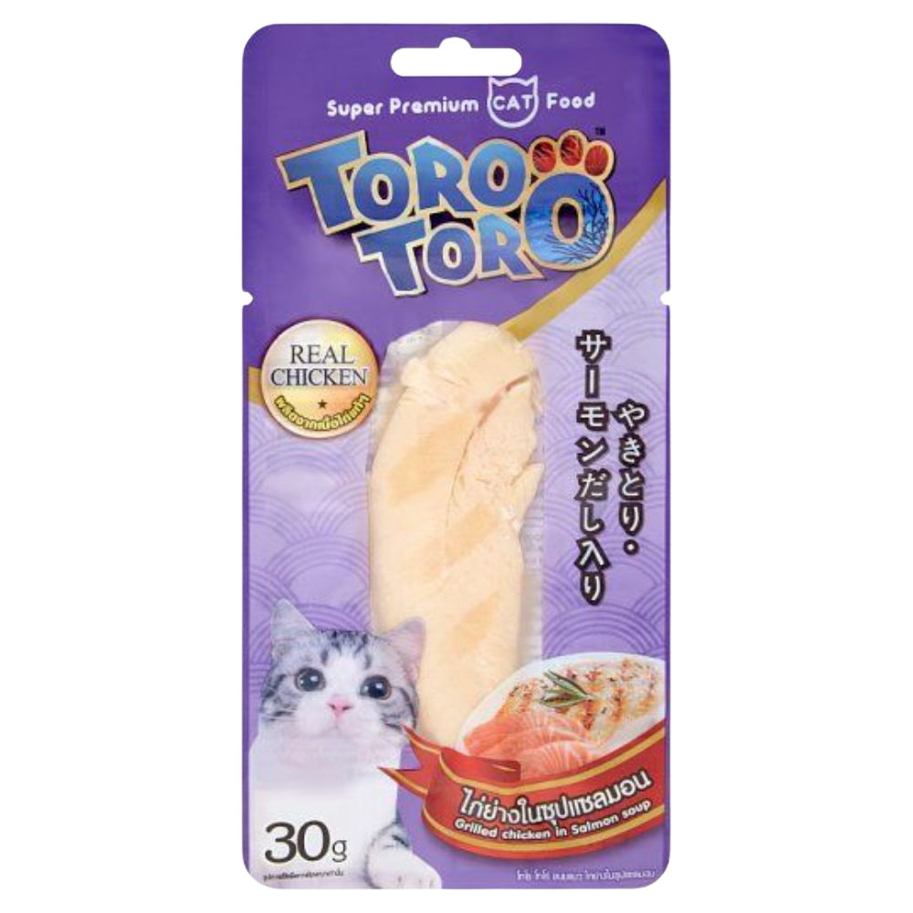 Toro Toro cat food package with a purple background