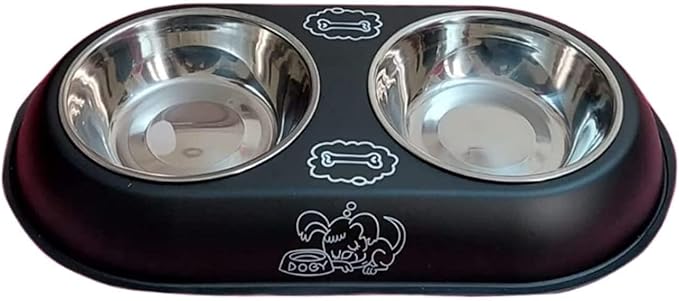 Stainless Steel Double Small Dog and Cat Food Bowl 30CM.