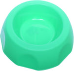 Durable plastic food bowl for dogs.