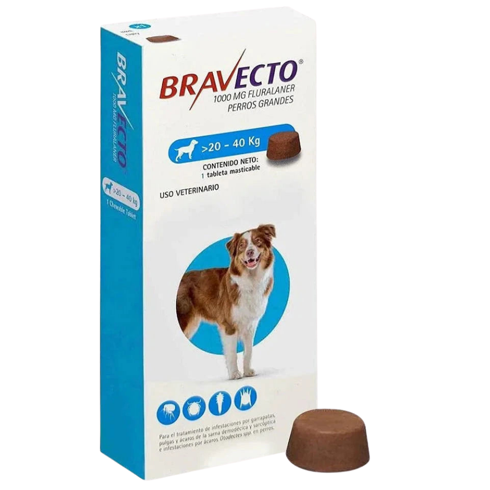 Bravecto MSD 20-40Kg Adult Dog Flea & Tick Treatment - 1 Tablet.