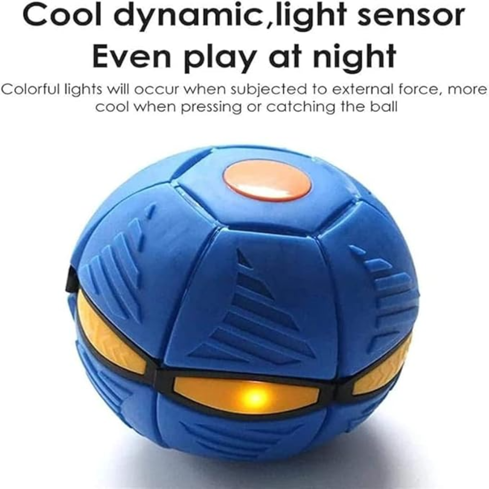 Blue ball with light sensor feature on a white background