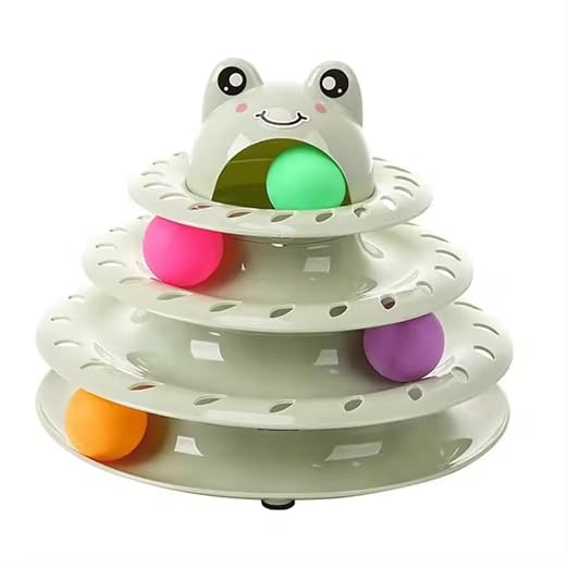 Cat Toys Interactive Cat Toy Sets4Level Tower Cats Pack of 1 Green and Pink.