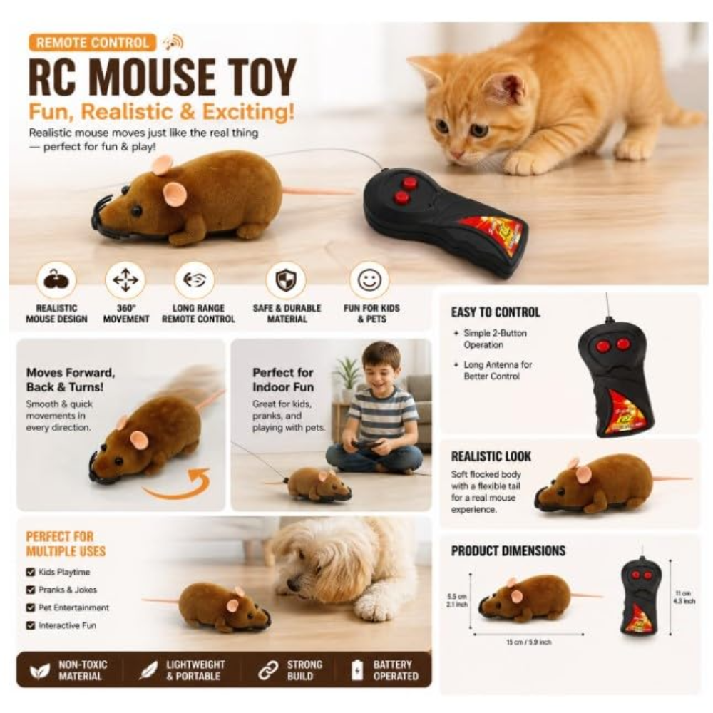Remote Control Mouse Cat Toy Petfast.shop Generic Cat Exclusive Supplies Toys petfast.shop EgyptDefault Title 720.00