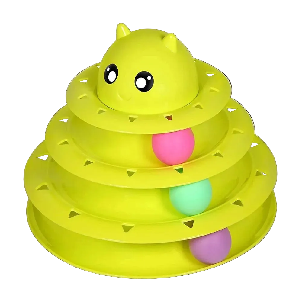 Cat Toy Roller 3-Level Turntable Cat Toy Balls With Three Colorful Balls Petfast.shop Generic Cat Kitten Supplies Toys petfast.shop Egypt PCA3079S yellow 200.00
