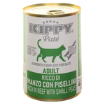 Kippy cat food can with green and white label