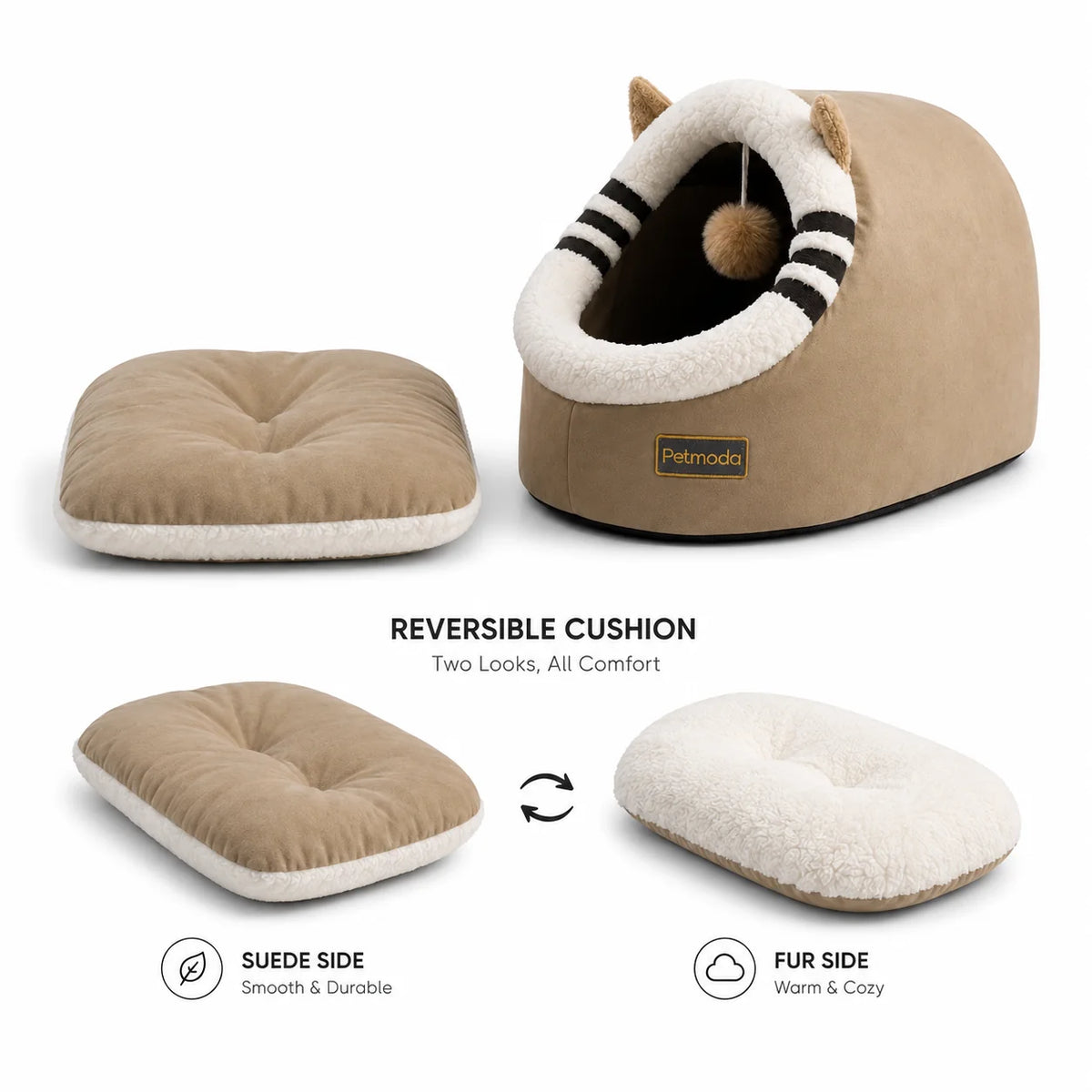 Petmoda Cat House Bed 50 cm - Cat Shape - Beige Petfast.shop Petmoda bed Cat Dog Kitten Puppy Supplies petfast.shop Egypt PPE2456S Default Title 1449.00