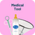 Medical tool set including a bottle, syringe, and cone on a pink background with 'PetAg' branding.