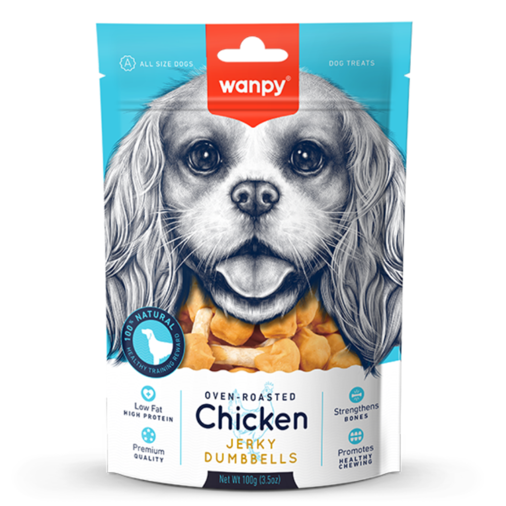 Wanpy Treat For Adult Dog Chicken Jerky Dumbbells 100 g