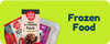 Dog food packages with 'The Fresh Pack' branding on a green banner labeled 'Frozen Food'.