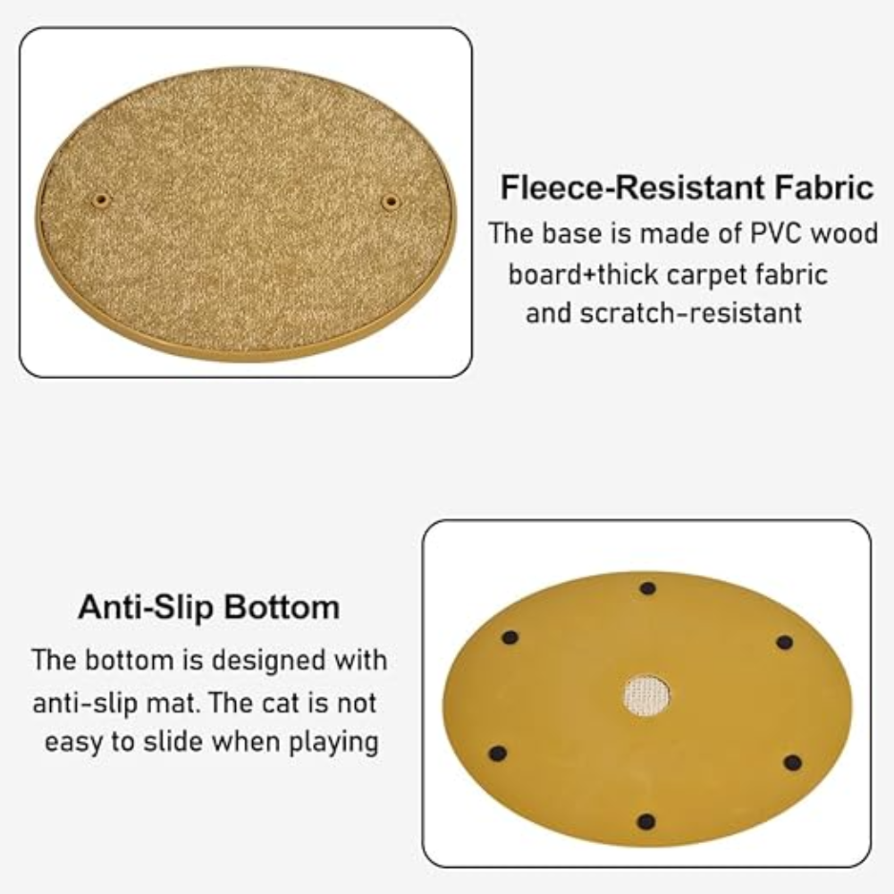 Cat toy with fleece-resistant fabric and anti-slip bottom on a white background