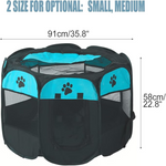 Pet playpen with dimensions labeled on a white background
