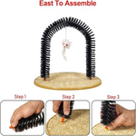 Cat toy assembly process with text 'East To Assemble' on a white background