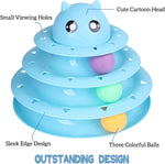 Cat Toy Roller 3-Level Turntable Cat Toy Balls With Three Colorful Balls Yellow and Blue.