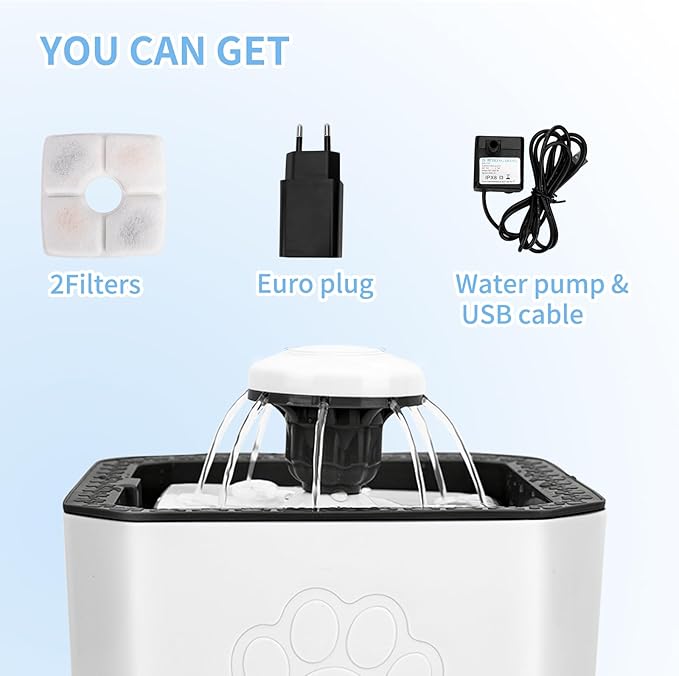 Automatic Pet Water Fountain 2.5L Water Gray.