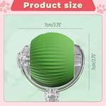 Green silicone product with measurement text on a pink and green background