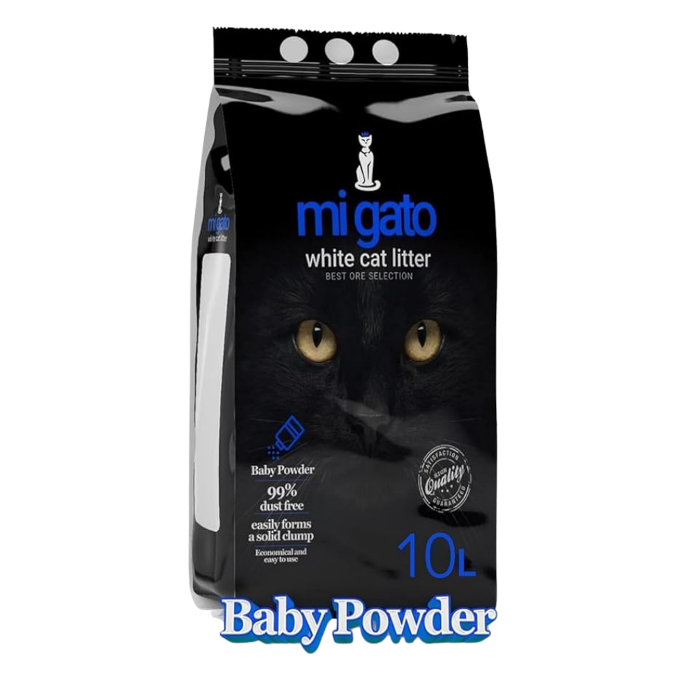 mi gato white cat litter baby powder 10l.