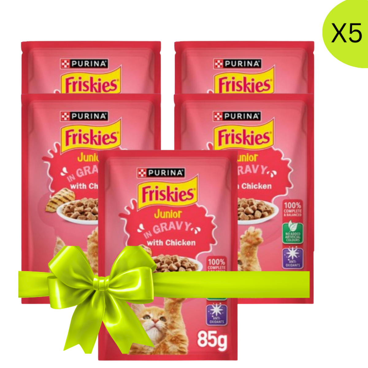Buy 4+1 Free Friskies Kitten Chicken Chunks in Gravy Wet Cat Food Pouch 85g