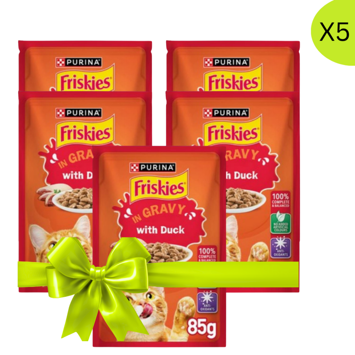 Buy 4+1 Free Friskies Duck Chunks in Gravy Wet Cat Food Pouch 85g