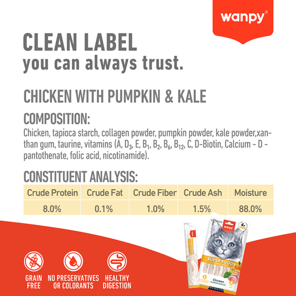 Wanpy Super Foods Creamy Treat Chicken Pumpkin & Kale 70 g (5*14g)