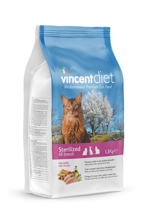 Vincent Diet Sterilized for Adult Cats with chicken 1.5 kg.