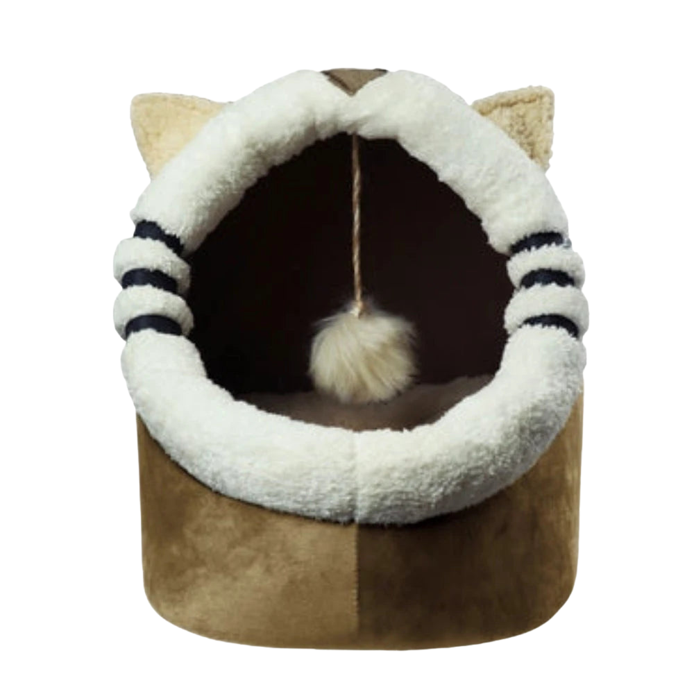 Petmoda Cat House Bed 50 cm - Cat Shape - Beige.
