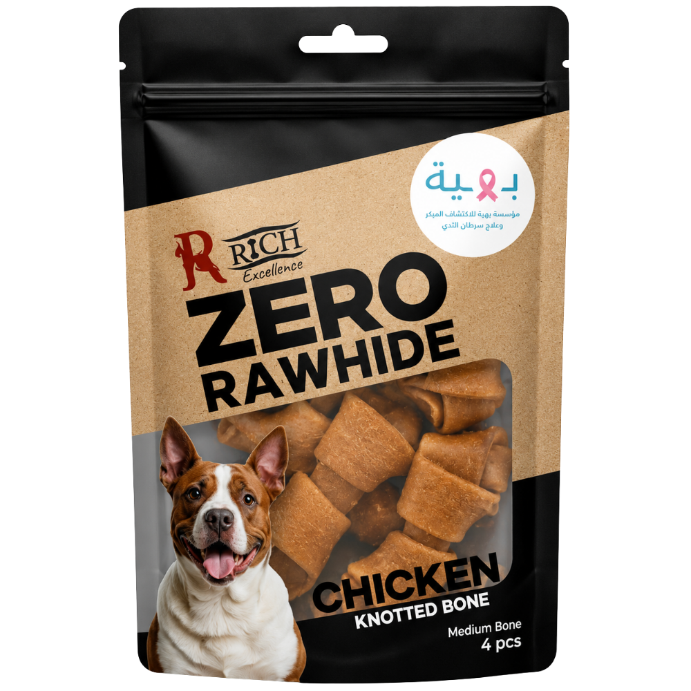 Rich Zero Rawhide Chicken Knotted Bone Medium Bone 4pes Petfast.shop Rich Best Seller Dog Egypt Brand Rawhide Treat Treats petfast.shop Egypt PRI3968S Default Title 160.00
