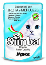 Simba chunkies with trout and cod fish for cats 100g.