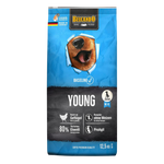 Dog food package with Belcando branding on a white background