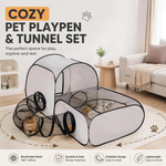 3-in-1 Cat Playpen with Surround Tunnel, Portable Cat and Dog Play Pens for Indoor Size 160*75*80 Cm Petfast.shop Generic Carriers & Travel Accessories Cat Dog Supplies petfast.shop Egypt P-I6823S Default Title 2500.00