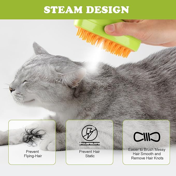 Cat Steam Brush Self Cleaning Steam Brush for Massage & Removing Tangled Hair.