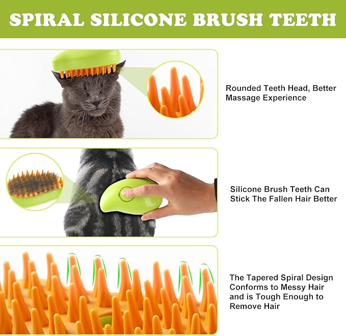 Cat Steam Brush Self Cleaning Steam Brush for Massage & Removing Tangled Hair.